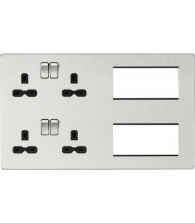 Screwless Combination Plate - Brushed Chrome with black insert 230V IP20-1