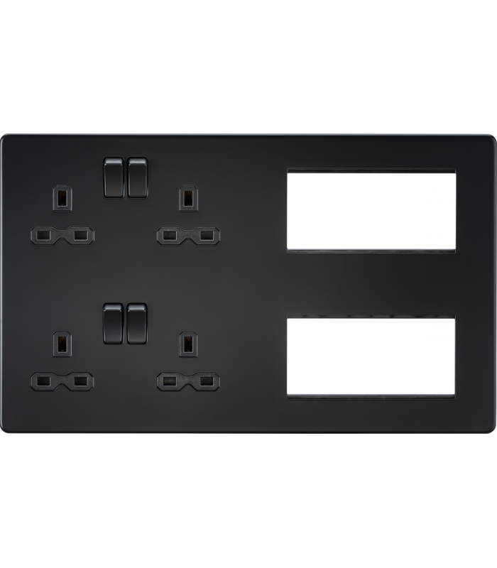 Screwless Combination Plate - Matt Black 230V IP20-1