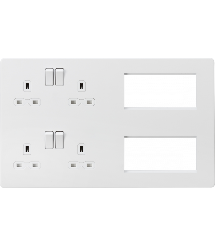 Screwless Combination Plate - Matt White 230V IP20-1