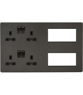 Screwless Combination Plate - Smoked Bronze 230V IP20-1