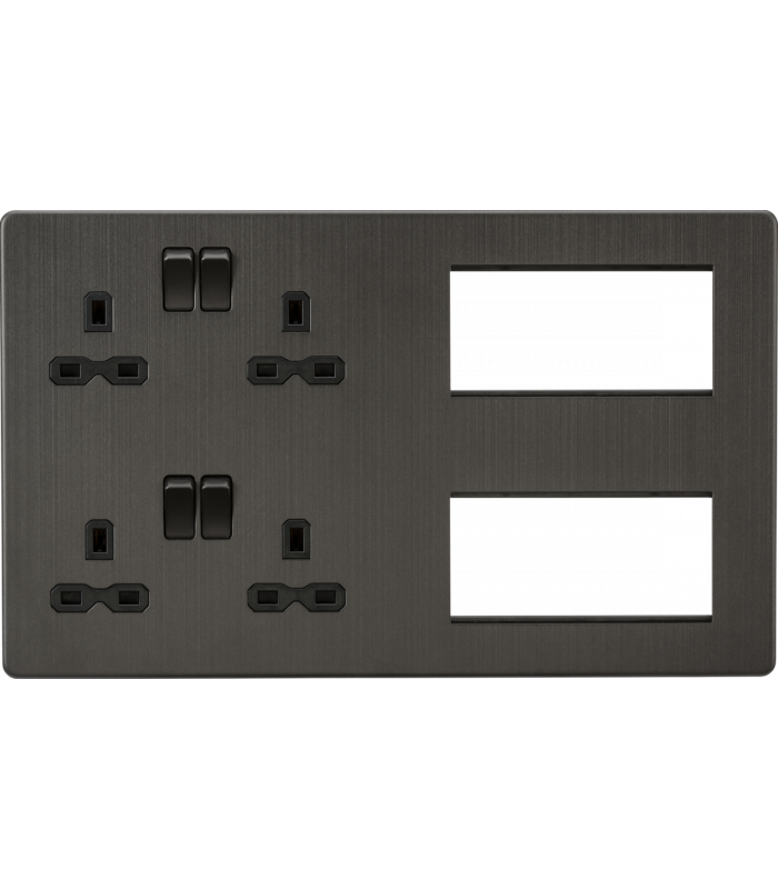 Screwless Combination Plate - Smoked Bronze 230V IP20-1