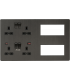 Screwless Combination Plate with Dual USB FASTCHARGE A+C - Smoked Bronze 230V IP20-1