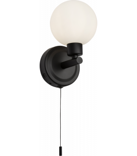 G9 Single Wall light with Round Frosted Glass - Matt Black 230V IP44 25W-1