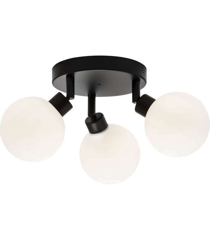 G9 Triple Spotlight with Round Frosted Glass - Matt Black 230V IP44 25W-1