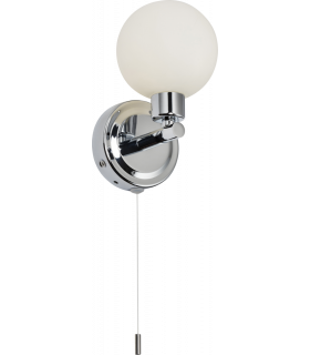 G9 Single Wall light with Round Frosted Glass - Chrome 230V IP44 25W-1