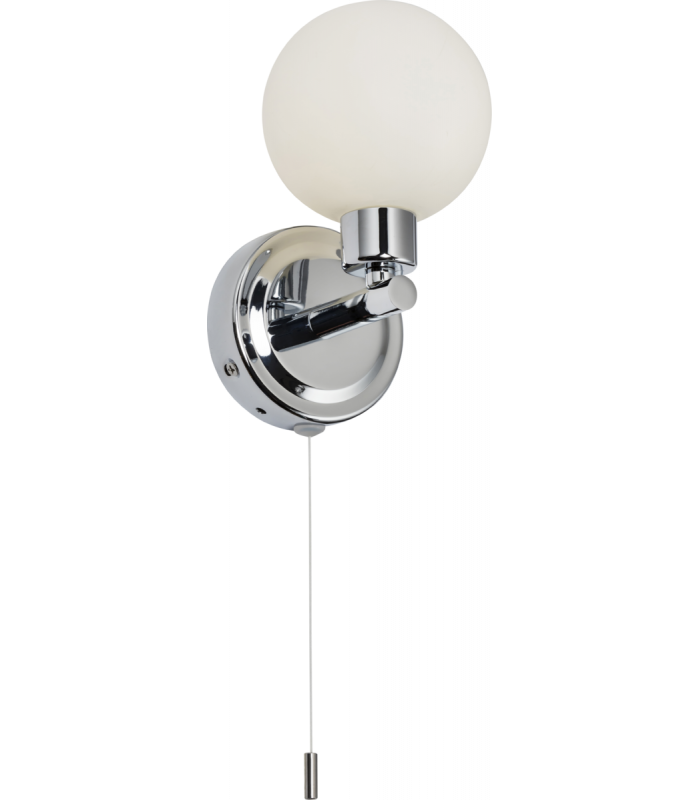 G9 Single Wall light with Round Frosted Glass - Chrome 230V IP44 25W-1