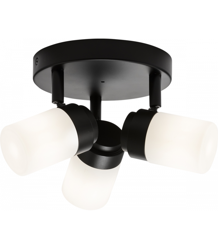 G9 Triple Spotlight with Frosted Glass - Matt Black 230V IP44 25W-1