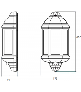LED Half Wall Lantern with Photocell Sensor - Black 230V IP54 8W-2