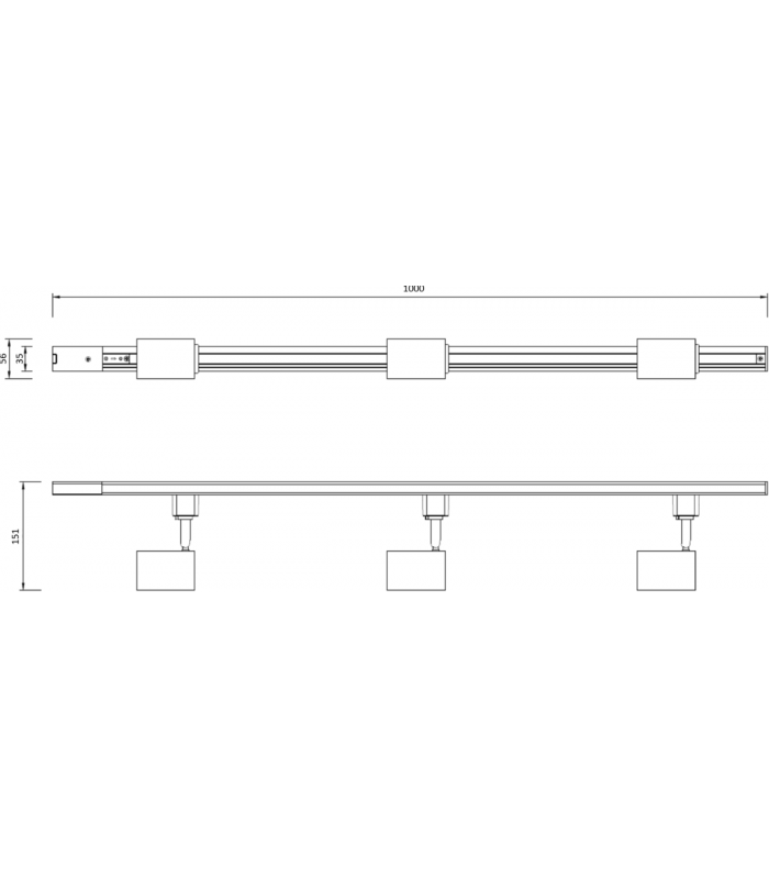 TRKSP8 1 Metre Tracklight Kit - White 230V IP20 3x40W-2