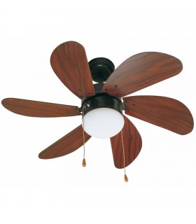 1 Light Small Ceiling Fan Dark Brown, Mahogany with Light, E14 - 1