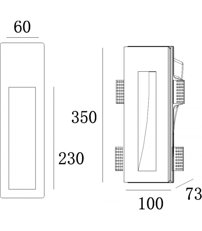 GU10 Recessed Rectangular Plaster Wall Light 230V IP20 35W-2