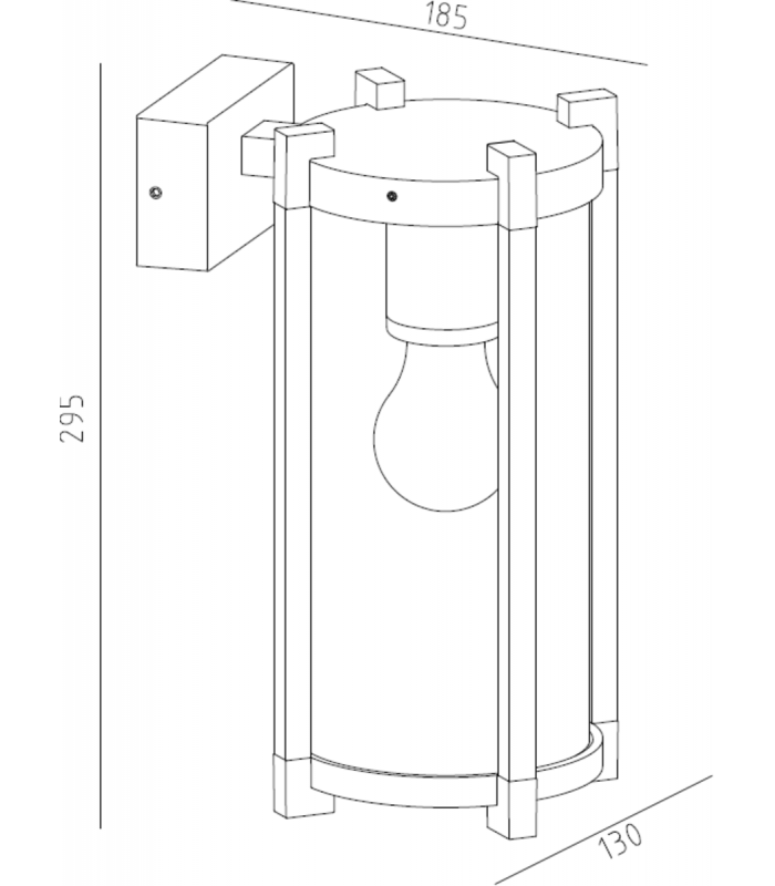 E27 Cylinder Outdoor Wall Light 230V IP54 15W-2