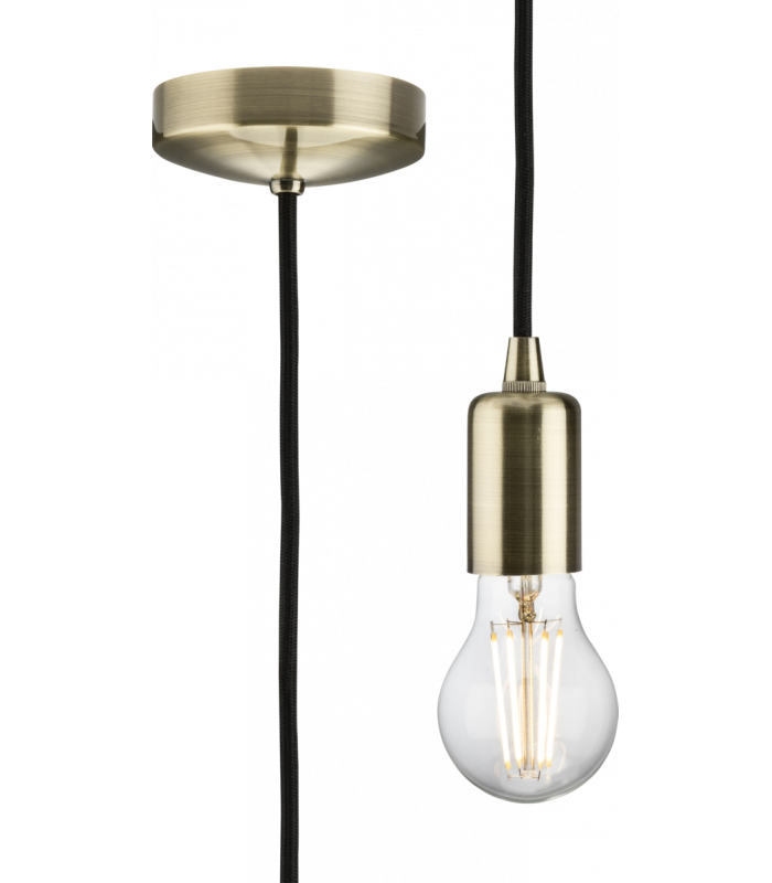 1.8m E27 Contemporary Pendant Set - Antique Brass 230V IP20 80W-1
