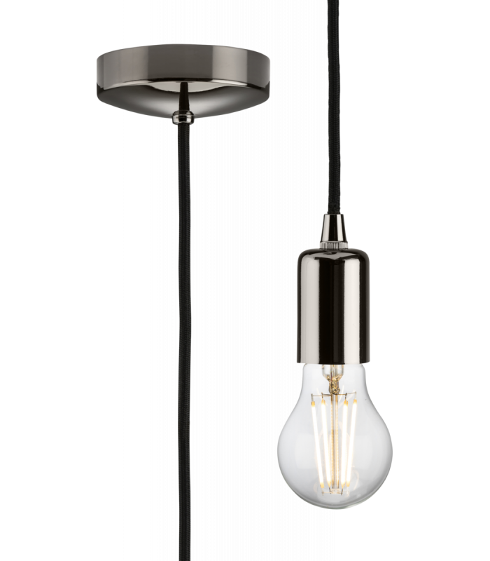 1.8m E27 Contemporary Pendant Set - Black Nickel 230V IP20 80W-1