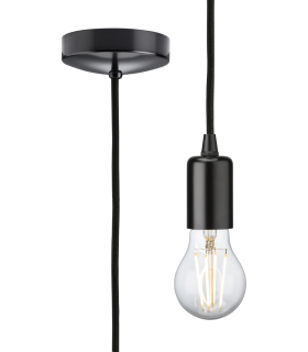 1.8m E27 Contemporary Pendant Set - Matt Black 230V IP20 80W-1