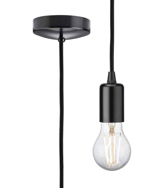 1.8m E27 Contemporary Pendant Set - Matt Black 230V IP20 80W-1
