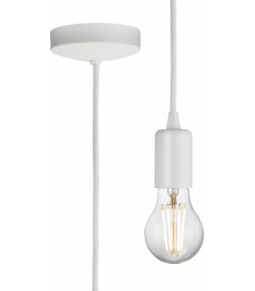 1.8m E27 Contemporary Pendant Set - Matt White 230V IP20 80W-1