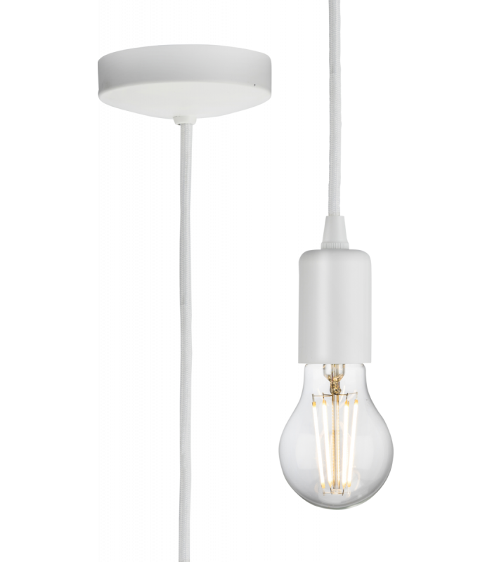 1.8m E27 Contemporary Pendant Set - Matt White 230V IP20 80W-1