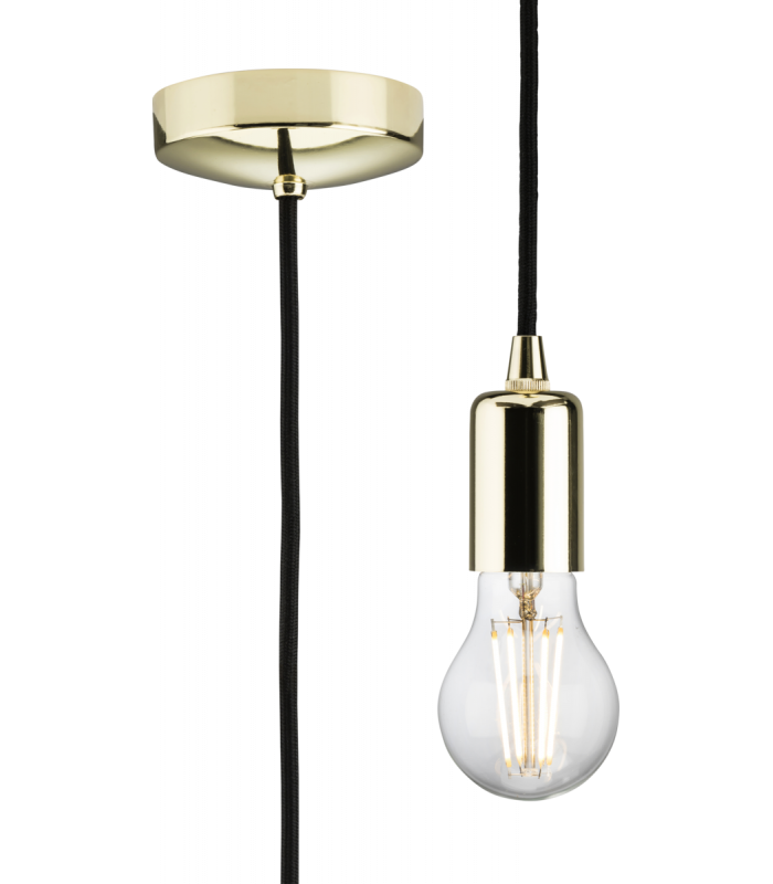 1.8m E27 Contemporary Pendant Set - Polished Brass 230V IP20 80W-1