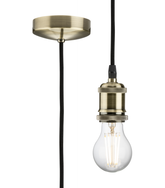 1.8m E27 Vintage Pendant Set - Antique Brass 230V IP20 80W-1