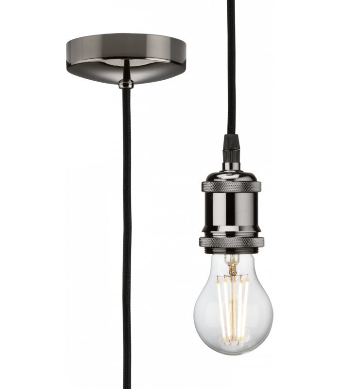 1.8m E27 Vintage Pendant Set - Black Nickel 230V IP20 80W-1