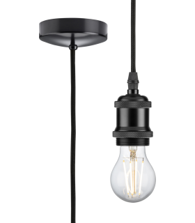 1.8m E27 Vintage Pendant Set - Matt Black 230V IP20 80W-1