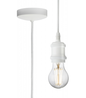 1.8m E27 Vintage Pendant Set - Matt White 230V IP20 80W-1