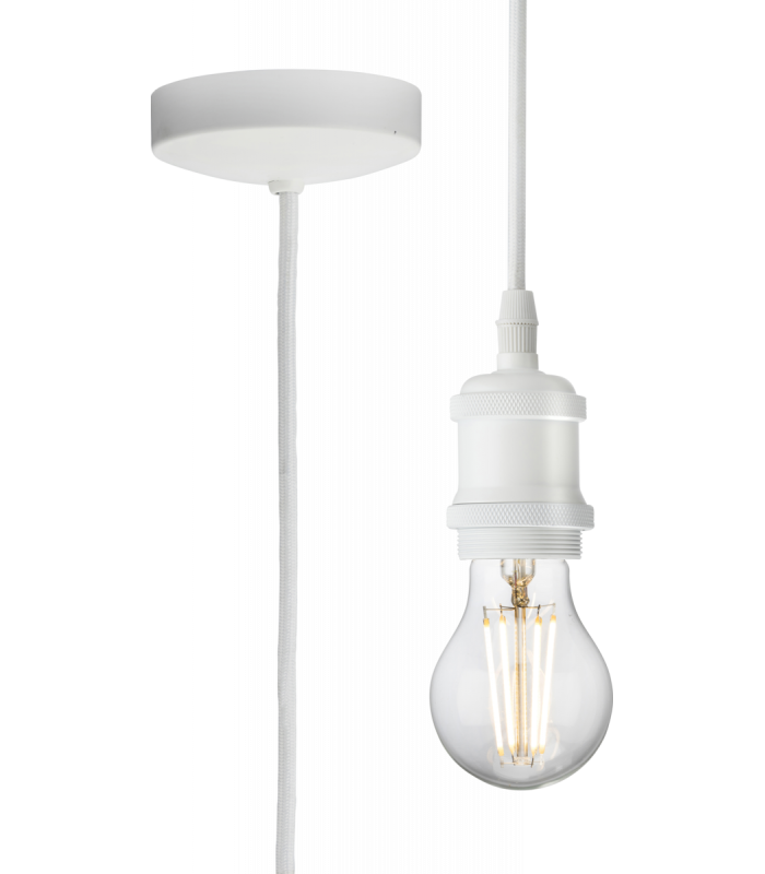1.8m E27 Vintage Pendant Set - Matt White 230V IP20 80W-1