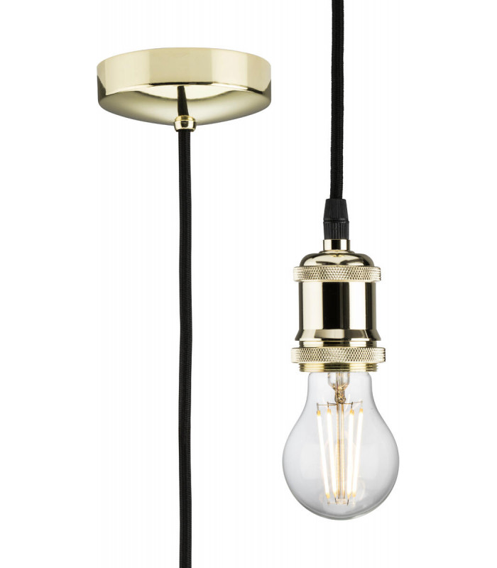 1.8m E27 Vintage Pendant Set - Polished Brass 230V IP20 80W-1