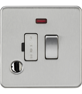13A Switched Fused Spur with Neon and Flex Outlet - Brushed Chrome 230V IP20-1