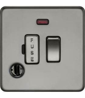 13A Switched Fused Spur with Neon and Flex Outlet - Black Nickel 230V IP20-1