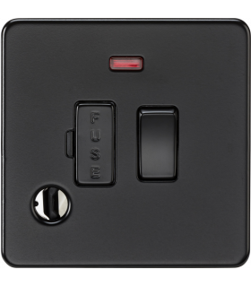 13A Switched Fused Spur with Neon and Flex Outlet - Matt Black 230V IP20-1