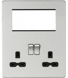 Screwless Small Multimedia Combination Plate - Brushed Chrome 230V IP20-1