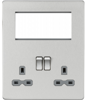 Screwless Small Multimedia Combination Plate - Brushed Chrome 230V IP20-1