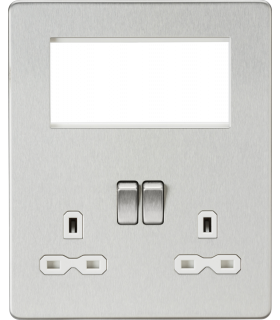Screwless Small Multimedia Combination Plate - Brushed Chrome 230V IP20-1