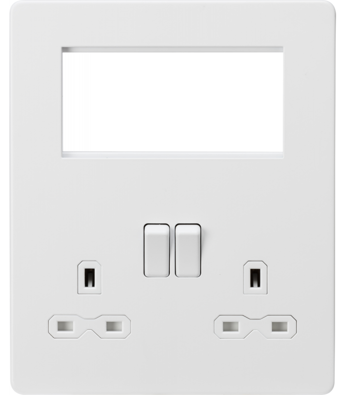 Screwless Small Multimedia Combination Plate - Matt White 230V IP20-1