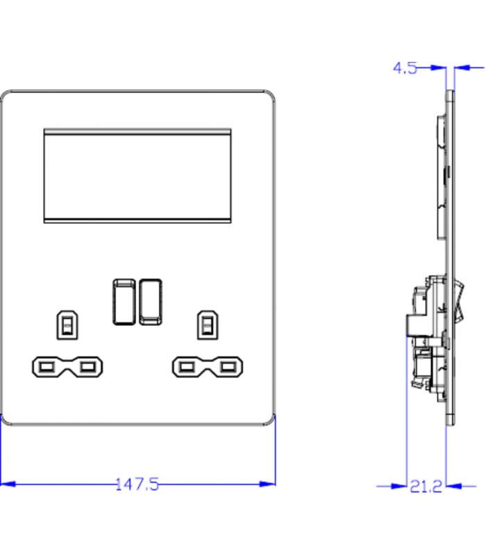 Screwless Small Multimedia Combination Plate - Matt White 230V IP20-2