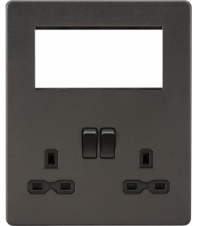 Screwless Small Multimedia Combination Plate - Smoked Bronze 230V IP20-1
