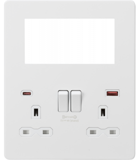 Screwless Small Multimedia Combination Plate with FASTCHARGE - Matt White 230V IP20-1