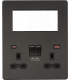 Screwless Small Multimedia Combination Plate with FASTCHARGE - Smoked Bronze 230V IP20-1