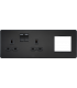 Screwless 13A 2G DP Socket + 2G Modular Combination Plate - Matt Black 230V IP20-1