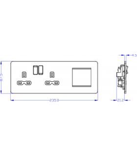 Screwless 13A 2G DP Socket + 2G Modular Combination Plate - Matt White 230V IP20-2