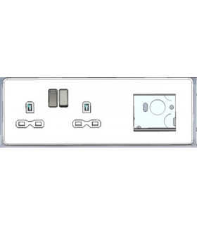 Screwless 13A 2G DP Socket + 2G Modular Combination Plate - Anthracite 230V IP20-2