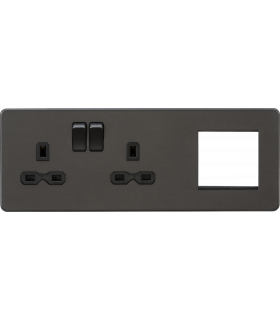 Screwless 13A 2G DP Socket + 2G Modular Combination Plate - Smoked Bronze 230V IP20-1