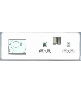 Screwless 13A 2G DP Socket + 2G Modular Combination Plate - Matt Black 230V IP20-2