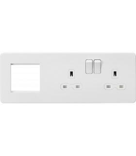 Screwless 13A 2G DP Socket + 2G Modular Combination Plate - Matt White 230V IP20-1