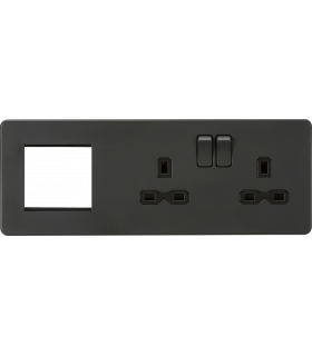 Screwless 13A 2G DP Socket + 2G Modular Combination Plate - Anthracite 230V IP20-1