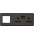 Screwless 13A 2G DP Socket + 2G Modular Combination Plate - Smoked Bronze 230V IP20-1