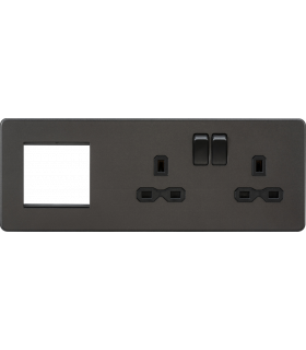 Screwless 13A 2G DP Socket + 2G Modular Combination Plate - Smoked Bronze 230V IP20-1