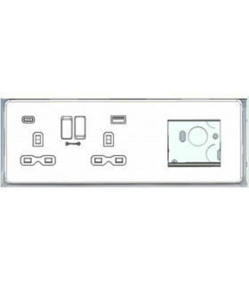 Screwless 13A 2G DP Socket with USB Fastcharge + 2G Modular Combination Plate - Anthracite 230V IP20-2